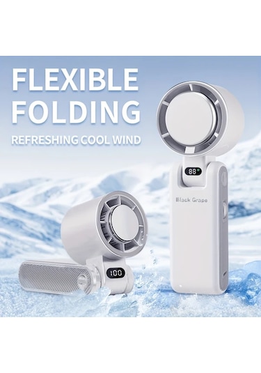 Xuweiwei 2025 Yeni Kahverengi Şarj Edilebilir El Tipi Dijital Ekranlı Turbin Fan Güçlü Taşınabilir Type C 12 Saat Pil Ömrü