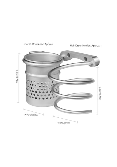 Qingmipy "pratik Saç Kurutma Makinesi Askısı - Banyo Organizatörü, Tarak Ve Makas Tutucu, Gümüş Renk"
