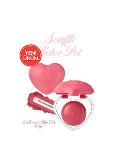 Dasique Kalp Tasarımlı Yoğun Pigmentli Köpük Yapılı Kadife Bitiş Sunan Ruj Souffle Color Pot 13 Berry Milk Tea 13 Berry Milk Tea