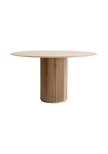 Breeze Yuvarlak Ahşap Bohem Masa 130x130 Naturel