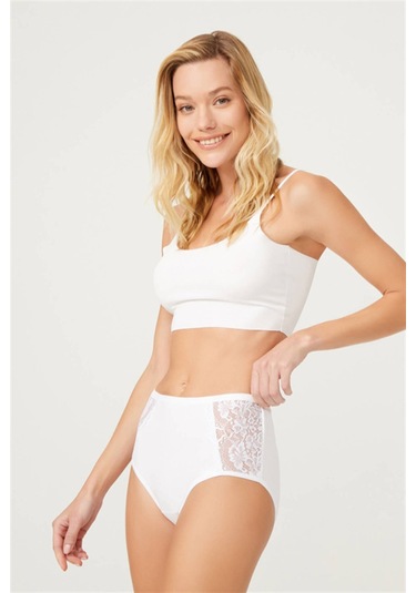 Dantel Detaylı Klasik Pamuklu Bato Külot 3'lü Paket - 3 - Çok Renkli