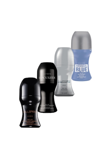 Avon Black Suede + Full Speed + Full Speed Quantum + Individual Blue Erkek Roll-On Deodorant 4 x 50 ML