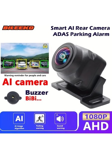 Xuweiwei Aı Smart Park Kamerası Ahd 1080p Hd Sesli Uyarı Geniş Açılı Geri Görüş Park Gözetimi Hırsızlık Önleyici Araç Güvenlik Kamerası Siyah