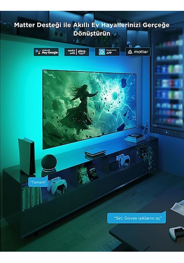 Govee Aı Sync Box 2 75-85 İnç Tv Arkası Led Aydınlatma Çok Renkli