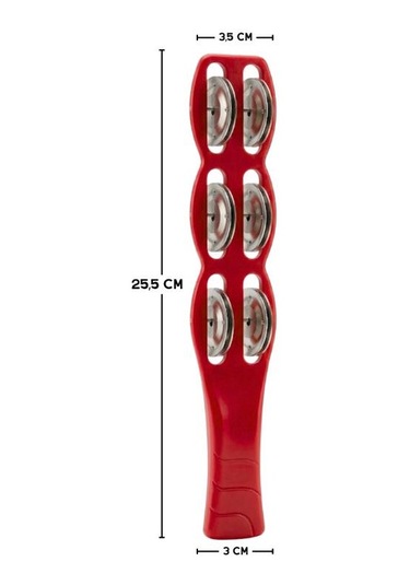 Temel Plastik Çubuk Tef 6 Zilli Kırmızı 26 Cm