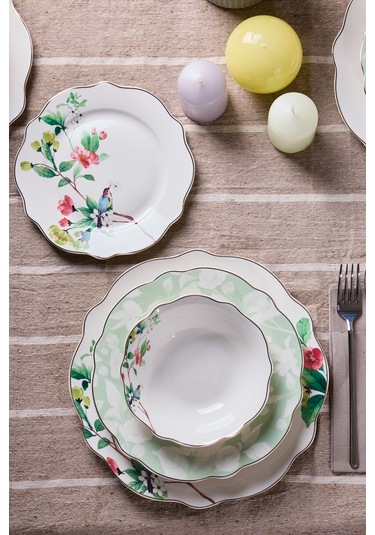 Porselen Bridy Bone 24 Parça 6 Kişilik Yemek Takımı Desenlı Desenli