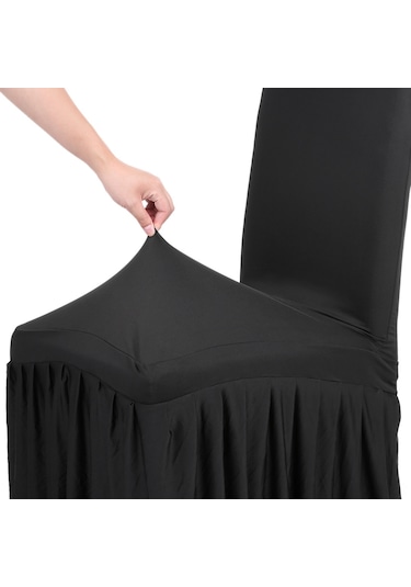 Kosona Milk Silk %85+spandex %15 Kadife Yumaklı Sandalye Örtüsü - Gümüşlü, Temizliği Kolay, Düğün, Restoran, Banket İçin Siyah Diğer