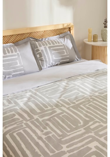 Kaşmir Home Mosy %100 Pamuk Çift Kişilik Nevresim Takımı Gri Gri