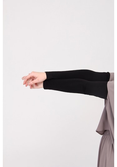 Likralı Kaymayan Kurtarıcı 1 Çift Tesettür Kolluk Siyah