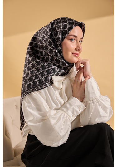 Silk Home Twill İpek Eşarp Zincir Siyah - Beyaz Çok Renkli