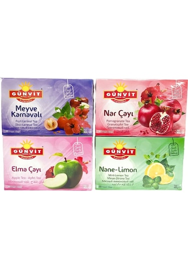 Günvit Meyve Karnavalı + Nar + Elma + Nane Limon Süzen Poşet Çay 4 x 40 G