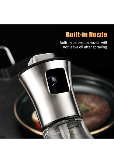 Tenfowee 2'li Set 304 Paslanmaz Çelik Basma Tipi Yağ Spreyi 200ml - Cam Flaş, Salata, Barbekü, Pişirme İçin Sprey + Huni Çok Renkli