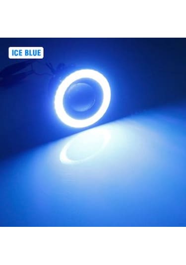89 MM Buz Mavi Mercekli Angel Led Halkalı Sis Far Metal Gövde