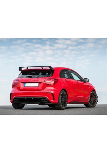 Mercedes W176 2016-2018 A45 Uyumlu Yedek Parça Difüzör & Egzoz Seti Parlak Siyah - Siyah Egzoz İle Amg Paket İçin