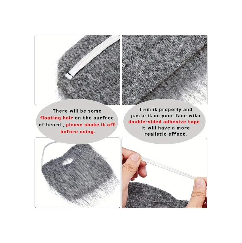 Elmpaly 23 İnç Gerçekçi Sakal Beyaz Uzun Tüylü Yüz Kostümü Halloween Parti