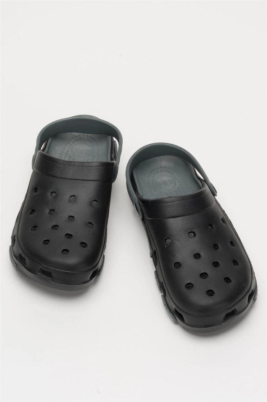 Unisex Çift Tabanlı Ortopedik Hemşire Doktor Aşçı Laboratuvar Deniz Havuz Terliği Sandalet Siyah - Füme Siyah - Füme