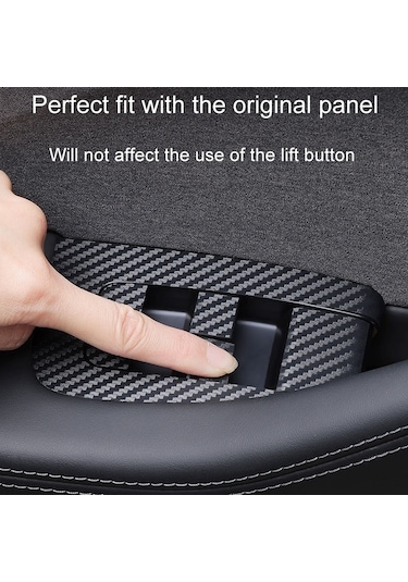 4pcs /tesla İçin Set Model 3 Asansör Penceresi Düğmesi Çıkartma Araç İç Mekan, Stil: Karbon Fiber