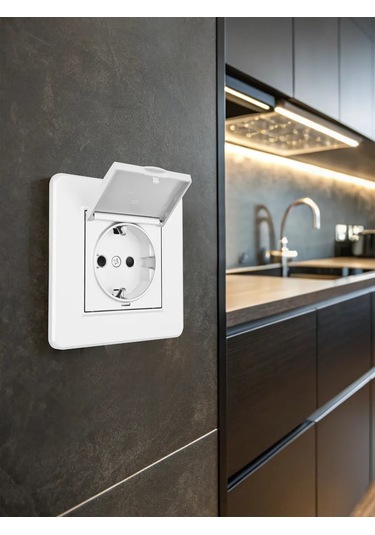 Arte Milano Teklü İç Yuvalı Topraklamalı Kapağı Olan Priz 343354749 Set16-1-41-1 White