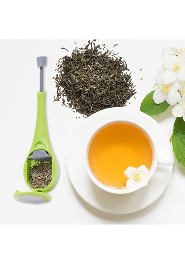 Sones Çay Süzgeci Tekrar Kullanılabilir Çay Demleyici Dahili Piston Taşınabilir Gıda Sınıfı Plastik Çay Ve Kahve Süzgeci