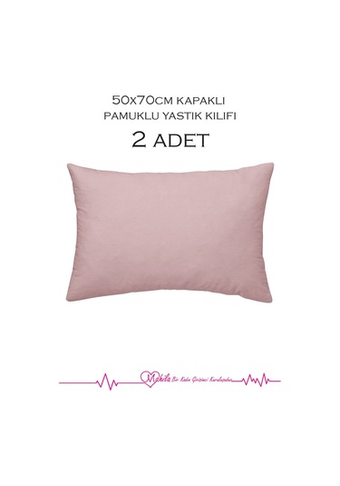 2 Adet Lüks Pamuklu Yastık Kılıfı 50x70 Kapaklı Model, Pamuklu Yastık Kılıfı Pembe