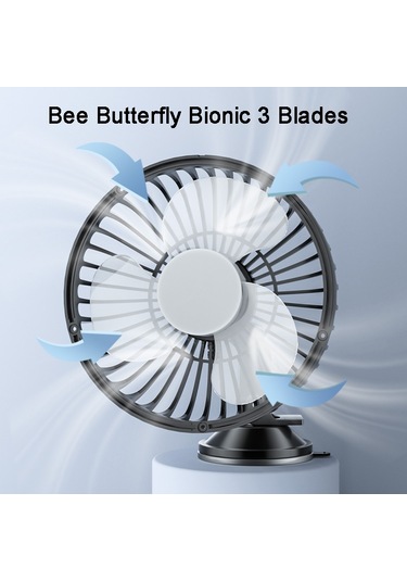 Suıtu 12v/24v Mini Araba Fanı Usb Şarjlı Tek Kafalı Fan 360 Derece Soğutma Fanı, Stil: Vantuz Modeli