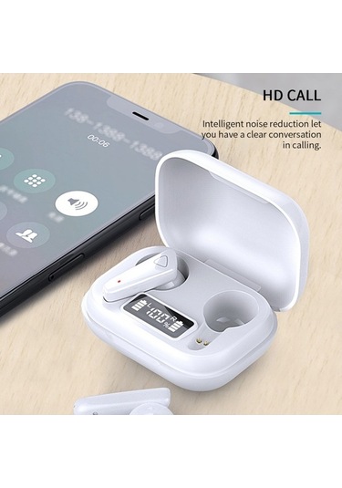 Primepickings Bt 5.0 Kablosuz Spor Kulaklık, Mini İki Kulaklı, Şarj Kutusu, Led Ekran, Ergonomik, Black