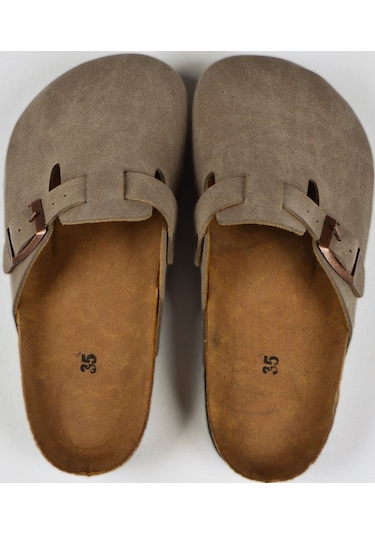 Mantar Tabanlı Çocuk Unisex Boston Birkens Günlük Sabo 59463 Günlük Terlik Vizon