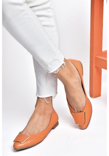 Fox Shoes P726776309 Turuncu Toka Aksesuarlı Kadın Babet Turuncu