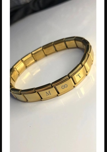 İtalyan Charm Nomi Çelik Bileklik Sarı Kişiye Özel İsim Yazılan S Altın