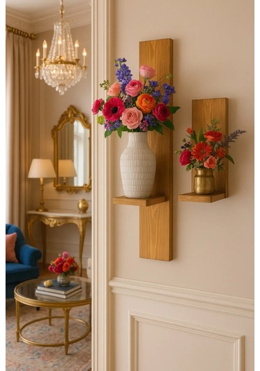 Dekor Seti 2'li Duvar Rafı Kahverengi