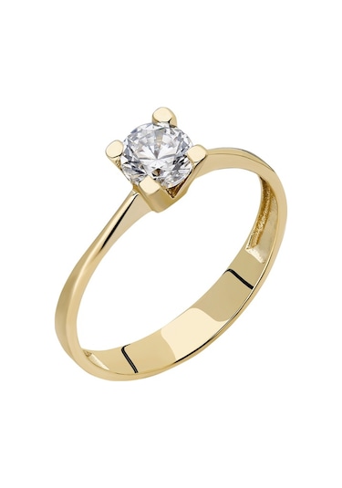 Chavin 0,50 Carat Tek Taş Sarı Altın Yüzük Ep01