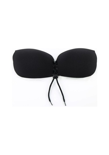 Yeni İnci 8001 Önden Bağcıklı Sıkıştırma Yapışkan Sütyen siyah