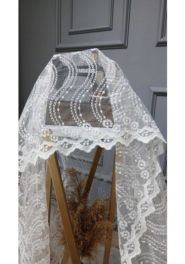 Tül Perde Brode Nakış Yeni Eko Seri Sarmasık Desenli Nakış 3kat Pileli Tül Perde Sarmasık