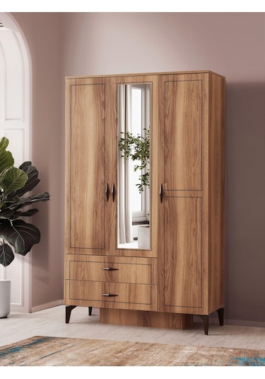 Hazar 3 Kapılı 2 Çekmeceli Gardırop Elbise Dolabı 120x47x200