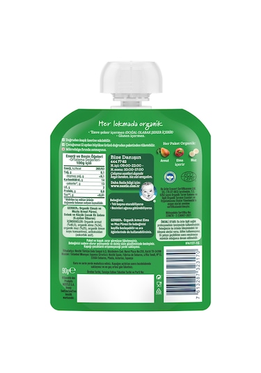 Gerber Organik Elmalı ve Muzlu Armut Püresi 90 G