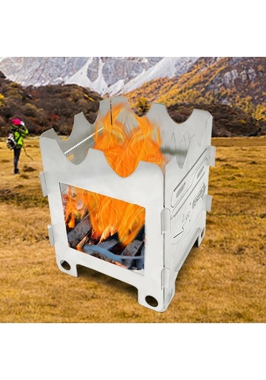 Novahub Çok Fonksiyonlu Ahşap Yakıtlı Kamp Ocağı Katlanabilir Kamp Sırt Çantası Pişirme Ocağı Çok Araçlı Hayatta Kalma Eşyası Gümüş Gümüş