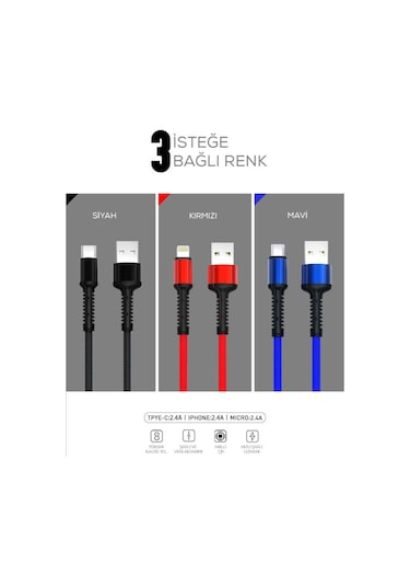 Hasır Kırılmaya Dayanıklı 1M Ls63 Micro Usb Kablo