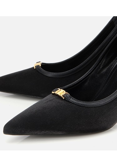 Hotiç Kadın Saten Siyah Gold Detaylı Yüksek Topuklu Stiletto 01ayh314760a100 01ayh314760a100 Siyah