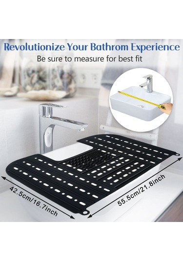 Hfambition Silikon Lavabo Kapağı Çok Amaçlı - Katlanabilir Makyaj Fırça Temizleme Matı - 55.5x42.5cm Beyaz - Mekan Verimliliği Artırıcı Araç