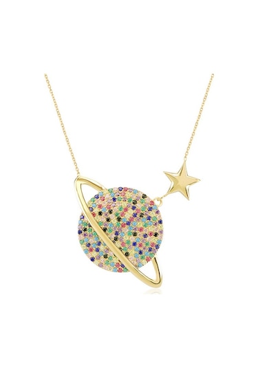 Emılıano Jewellery Silver 925 Ayar Zirkon Taşlı Gezegen Kolye Gold - Rose Gold - Gümüş