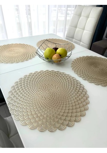 Heavenly Place Mutfak Servisü İçin Yuvarlak Servis Peçeteleri 224636670 Altın Rengi