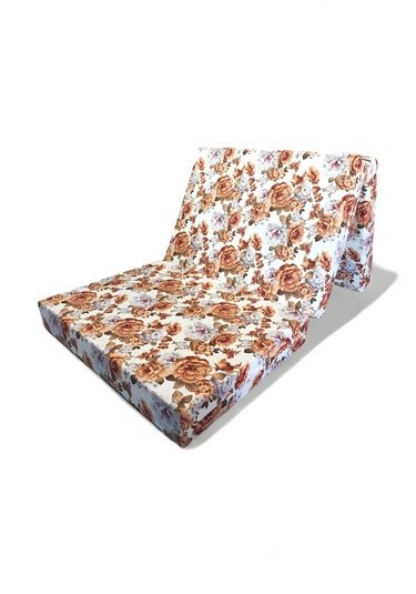 Katlanır Yer Yatağı - 80x180 10 Cm Kalınlık - Misafir Yatağı - Sünger Yatak Kahverengi Çiçek Desen