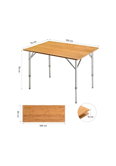 Kingcamp Bamboo L 100x70 Bambu Kamp Masası Çok Renkli