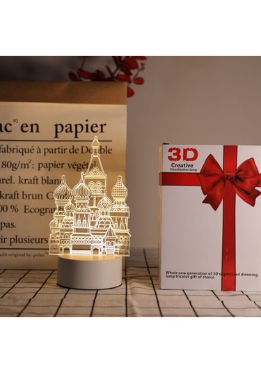 Fosenze Kale Desenli 3d Led Gece Lambası - Dokunmatik Kontrol, 3 Renk Seçeneği, Usb Beslemeli, Çocuk Odası Dekorasyonu Beyaz