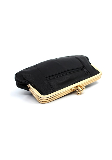 Ollbag Hakiki Deri Klipsli Kadın Cüzdanı - Siyah