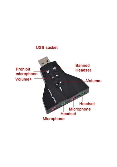 AoGo Harici USB 2.0 Çift Sanal 7.1 3D Ses Kartı