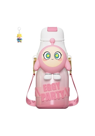 Runxi Life Hall Yumurtalı Waffle Parti Çocuk Termos Bardağı Su Bardağı Öğrenci Anaokulu Özel Su Bardağı Erkek Ve Kız Pipetli Su Isıtıcısı If9spg Pembe