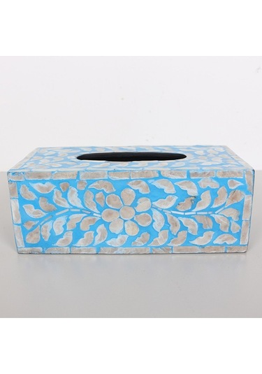 Anita Sedefli Dikdörtgen Peçetelik 23x12x8,5 Cm Mavi