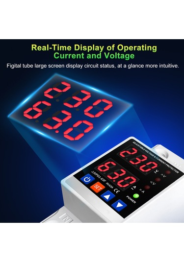 Yunboo Ev Salonu Akıllı Akım-voltaj Koruyucu 63a Beyaz, Otomatik Yeniden Başlatma, Aşırı Akım-aşırı Gerilim Koruması, Jjvpd1