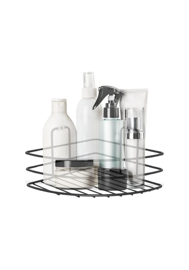 Zmc Bilişim Kendiliğinden Yapışkanlı Montaj Gerektirmeyen Tek Katlı Banyo Askı Köşe Şampuanlık Siyah Çok Renkli